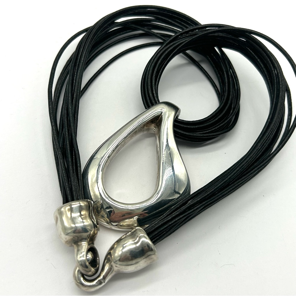 Simon Sebbag Ssd Sterling Silver Pendant On Multi-Strand Black Leather Necklace